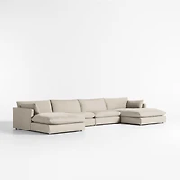 Unwind Modular 4-Piece Slipcovered Double-Chaise Sectional Sofa