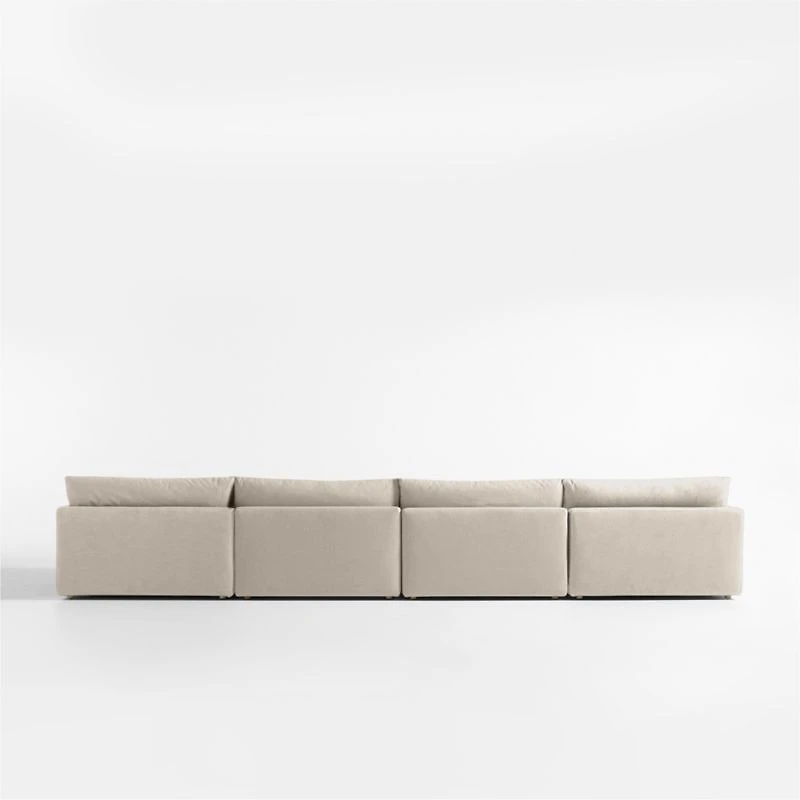 Unwind Modular 4-Piece Slipcovered Double-Chaise Sectional Sofa