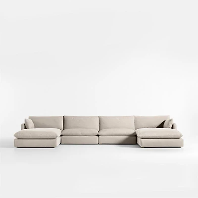Unwind Modular 4-Piece Slipcovered Double-Chaise Sectional Sofa