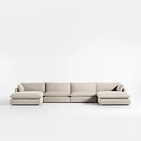 Unwind Modular 4-Piece Slipcovered Double-Chaise Sectional Sofa