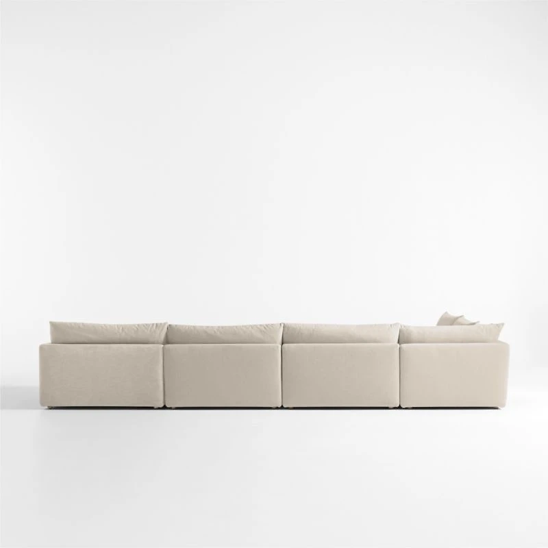 Unwind Modular 6-Piece Slipcovered Corner Sectional Sofa with Chaise Lounge