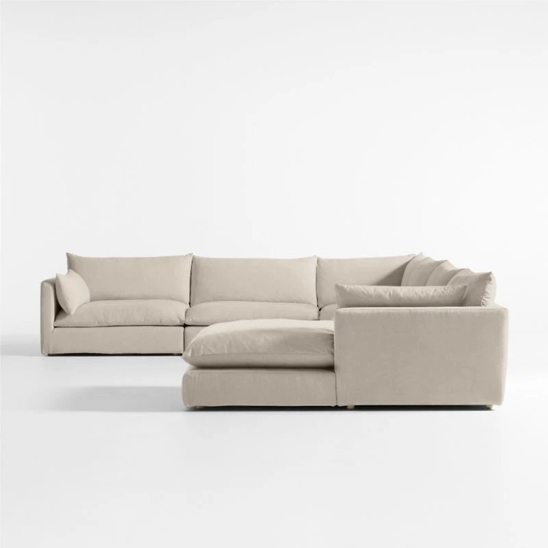Unwind Modular 6-Piece Slipcovered Corner Sectional Sofa with Chaise Lounge