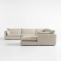 Unwind Modular 6-Piece Slipcovered Corner Sectional Sofa with Chaise Lounge