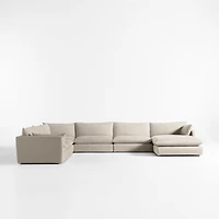 Unwind Modular 6-Piece Slipcovered Corner Sectional Sofa with Chaise Lounge