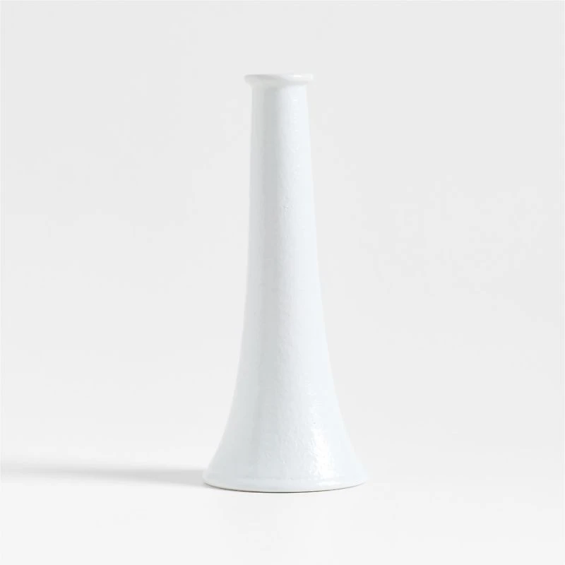 Valla Tall White Ceramic Taper Candle Holder 12.25"