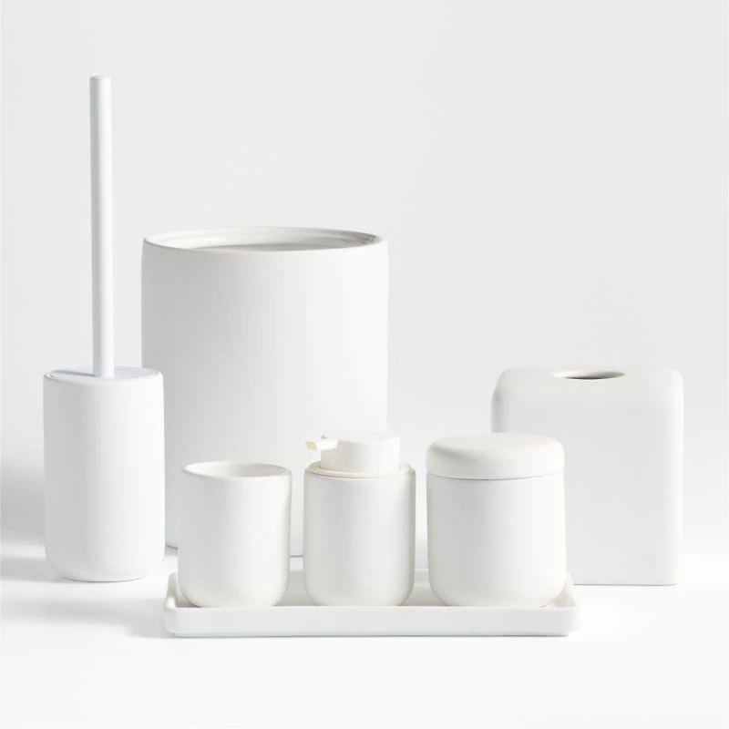 Varick White Silicone Coated Bath Collection, Set of 7