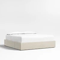 Beige Upholstered King Storage Bed Base