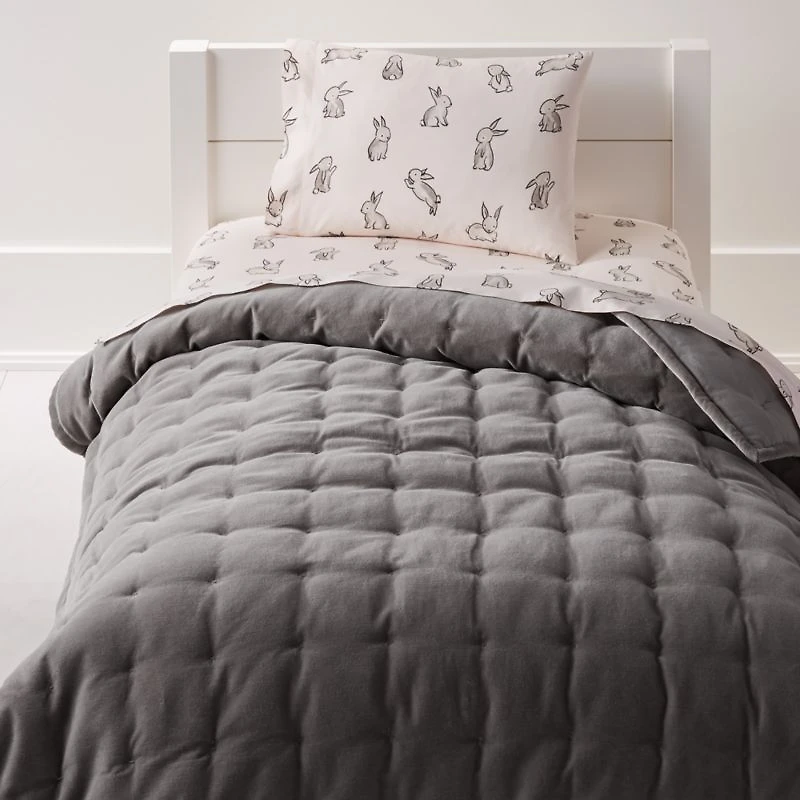 Velvet Dark Grey Baby Crib Quilt