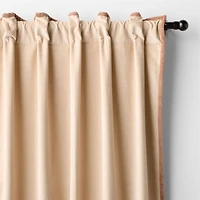 Elegant Pink Organic Cotton Velvet Light Blocking Window Curtain Panel 44"x63"