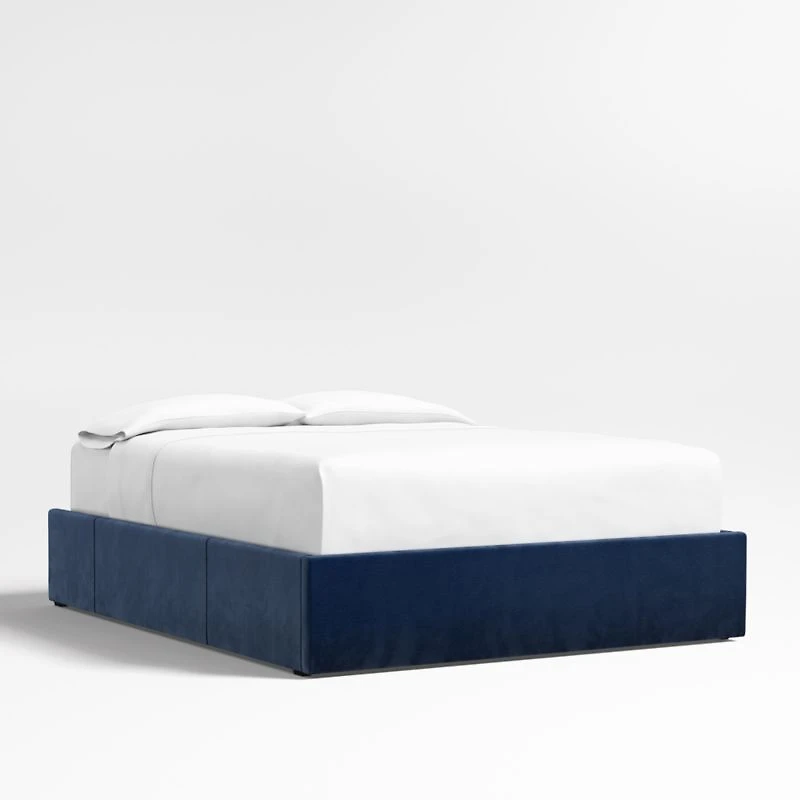 Navy King Upholstered Storage Bed Base