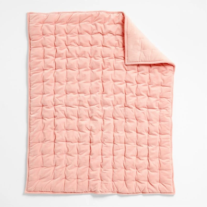 Pink Velvet Baby Crib Quilt