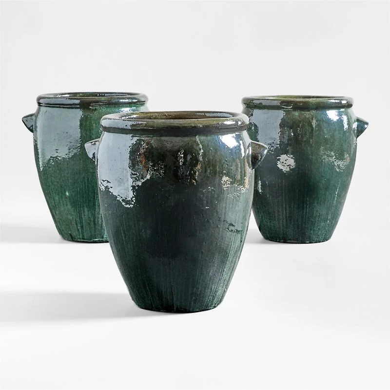 Veneto 21"x21.5" Green Ceramic Indoor/Outdoor Planter