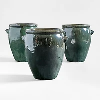 Veneto 21"x21.5" Green Ceramic Indoor/Outdoor Planter