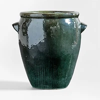 Veneto 21"x21.5" Green Ceramic Indoor/Outdoor Planter