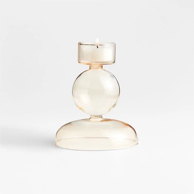 Venezia Small Champagne Yellow Glass Tealight Candle Holder