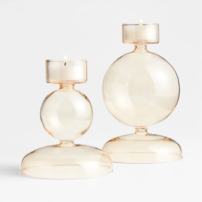 Venezia Champagne Yellow Glass Tealight Candle Holder