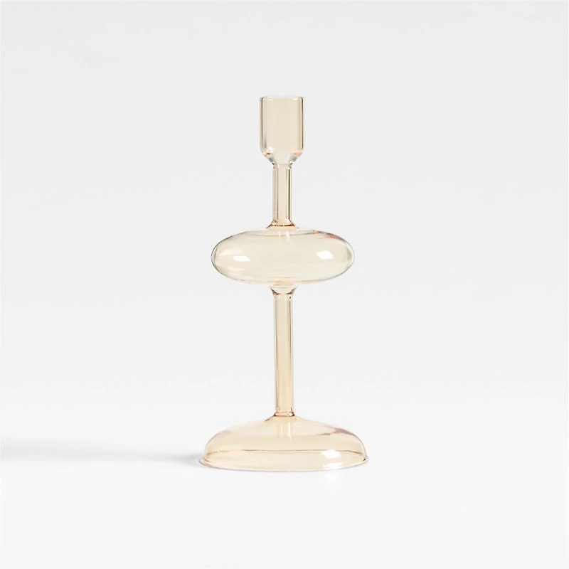 Venezia Small Champagne Yellow Glass Taper Candle Holder