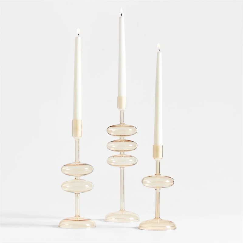 Venezia Small Champagne Yellow Glass Taper Candle Holder