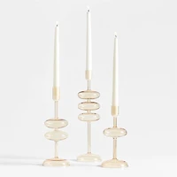 Venezia Small Champagne Yellow Glass Taper Candle Holder
