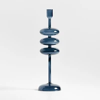 Venezia Large Deep Blue Glass Taper Candle Holder