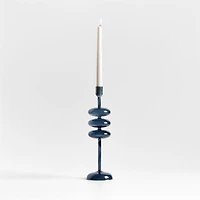 Venezia Large Deep Blue Glass Taper Candle Holder