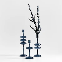 Venezia Large Deep Blue Glass Taper Candle Holder