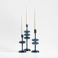 Venezia Large Deep Blue Glass Taper Candle Holder