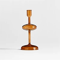 Venezia Small Amber Brown Glass Taper Candle Holder