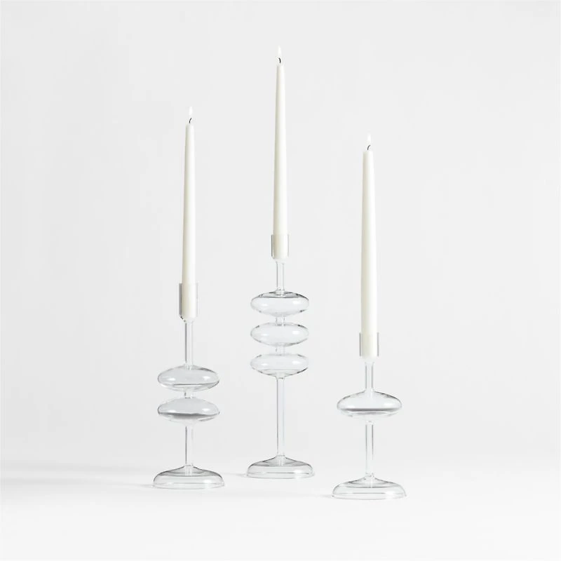 Venezia Small Clear Glass Taper Candle Holder