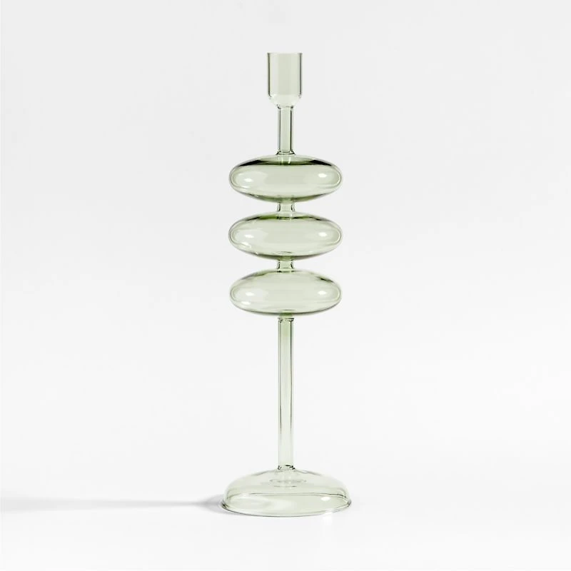 Venezia Large Smoke Green Glass Taper Candle Holder