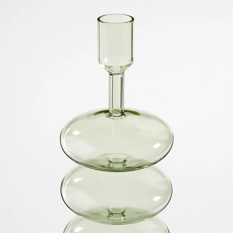 Venezia Large Smoke Green Glass Taper Candle Holder