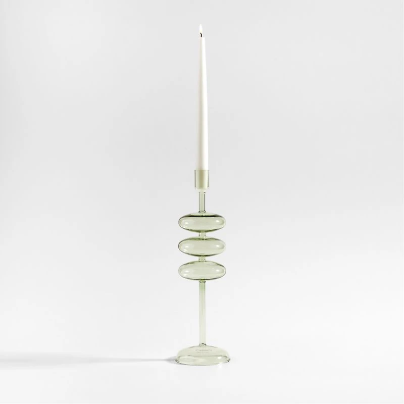 Venezia Large Smoke Green Glass Taper Candle Holder
