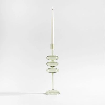 Venezia Large Smoke Green Glass Taper Candle Holder