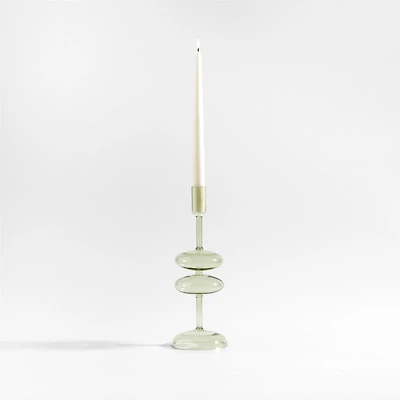Venezia Medium Smoke Green Glass Taper Candle Holder