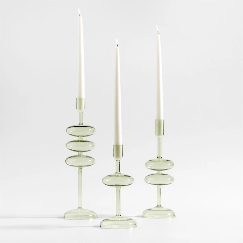 Venezia Large Smoke Green Glass Taper Candle Holder