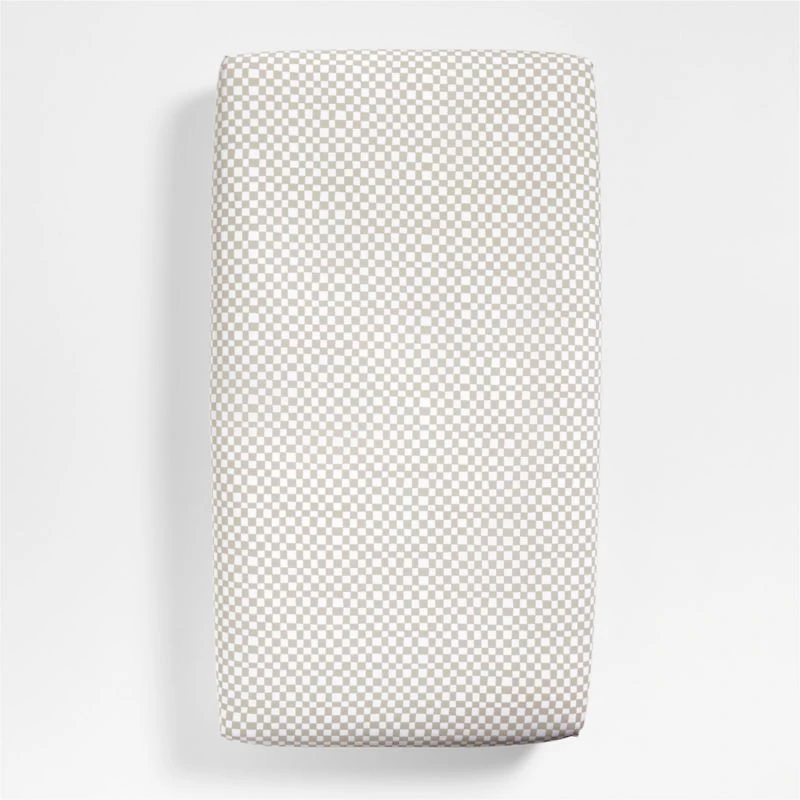 Venice Natural Taupe Organic Cotton Baby Crib Fitted Sheet by Leanne Ford