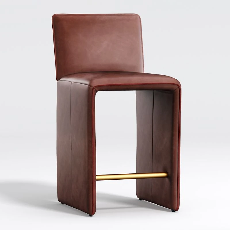 Venn Burgundy Leather Counter Stool