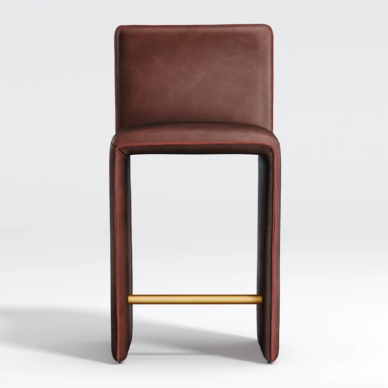 Venn Burgundy Leather Counter Stool