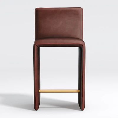 Venn Burgundy Leather Counter Stool