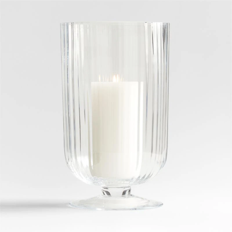 Venus Fluted Glass Hurricane Candle Holder 9.5"