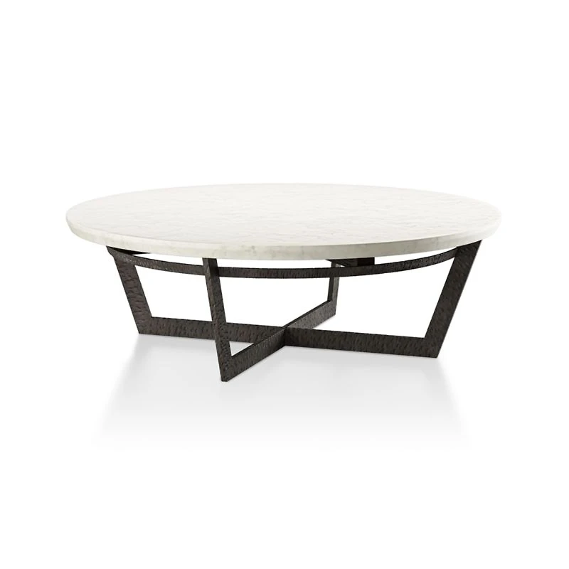 Verdad White Marble and Iron 48" Round Coffee Table
