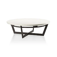 Verdad White Marble and Iron 48" Round Coffee Table