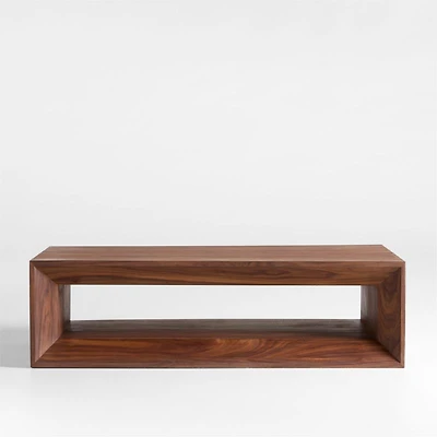 Vernon Walnut Wood 56" Rectangular Coffee Table with Shelf