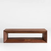 Vernon Walnut Wood 56" Rectangular Coffee Table with Shelf