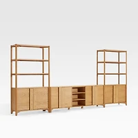 Vertex Natural 82" Storage Media Console with Closed Bookcases