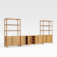 Vertex Natural 82" Storage Media Console with Closed Bookcases