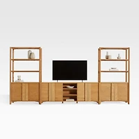 Vertex Natural 82" Storage Media Console with Closed Bookcases