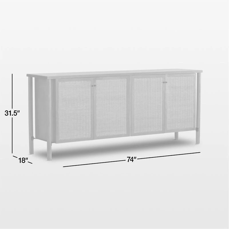 Veta 74" Taupe Cane and Wood Credenza