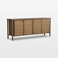 Veta 74" Taupe Cane and Wood Credenza