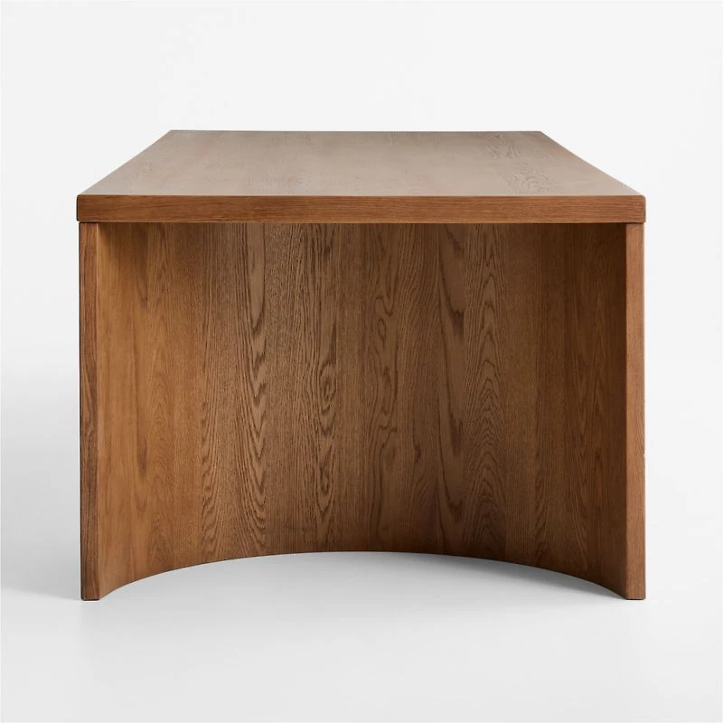 Virage 96" Curved Warm Brown Wood Dining Table